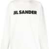Maison-Kitsune Sweatshirts Men Jil Sander logo-print Cotton Sweatshirt White