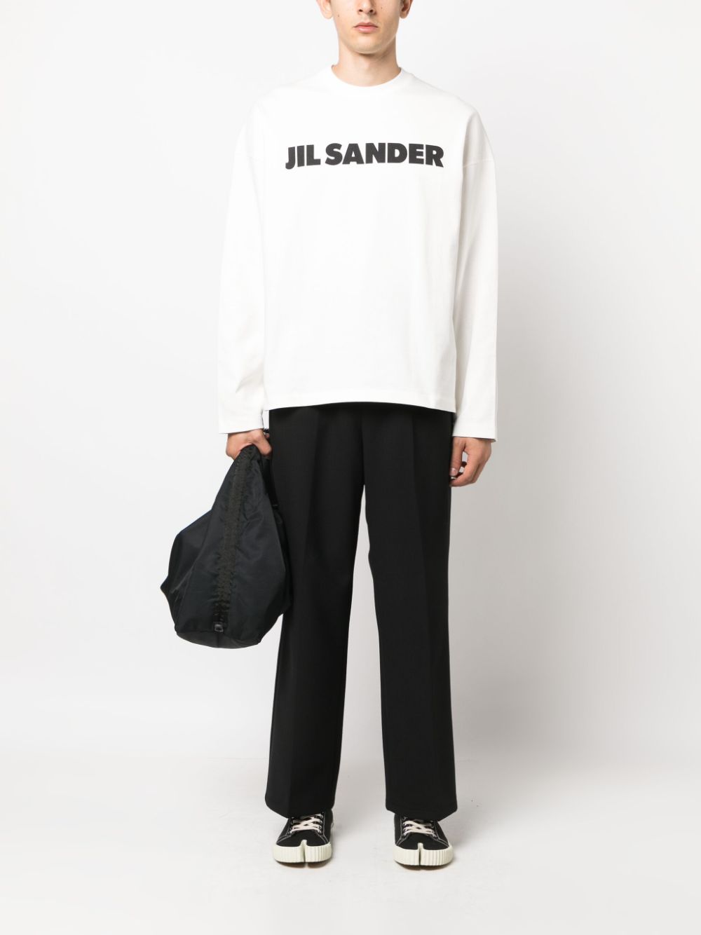 Maison-Kitsune Sweatshirts Men Jil Sander logo-print Cotton Sweatshirt White
