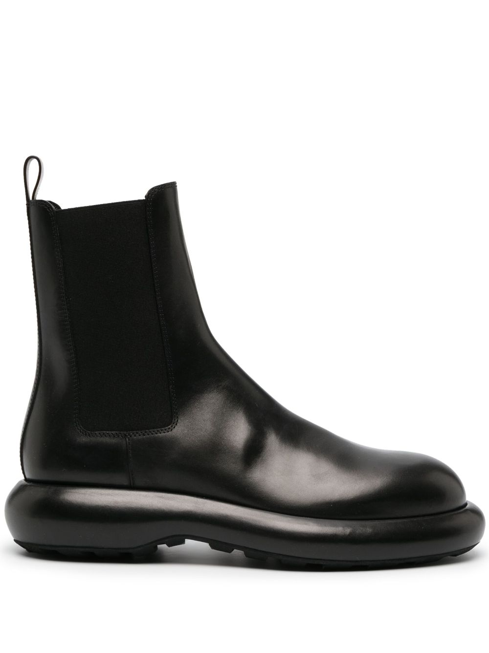 Men Boots Maison-Kitsune Jil Sander round-toe Leather Ankle Boots Black
