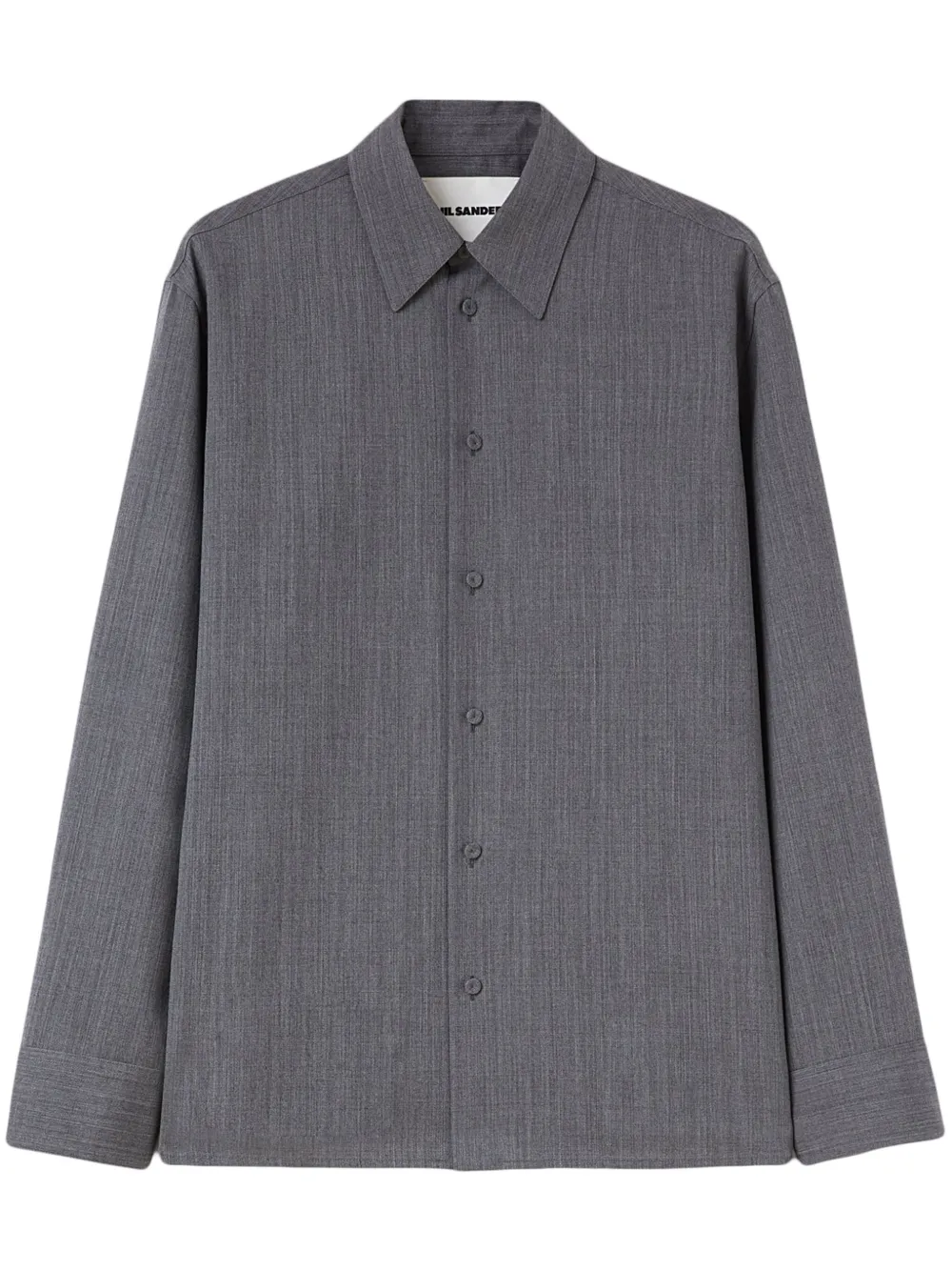 Maison-Kitsune Jil Sander long-sleeve Wool Shirt Grey Men Shirts