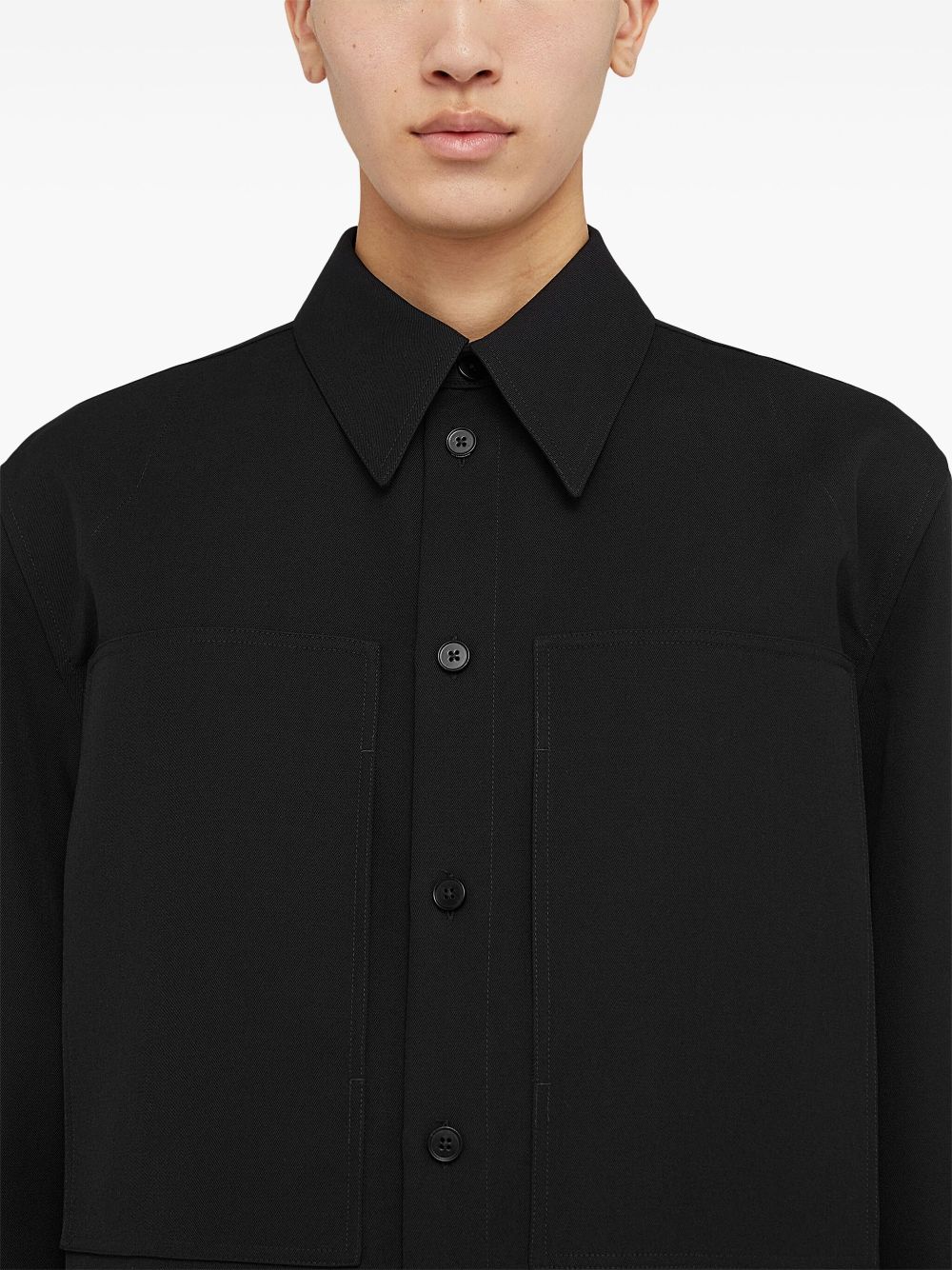 Men Shirts Maison-Kitsune Jil Sander Wool Shirt Black