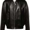 Jil Sander Leather Bomber Jacket Black Men Leather Jackets Maison-Kitsune