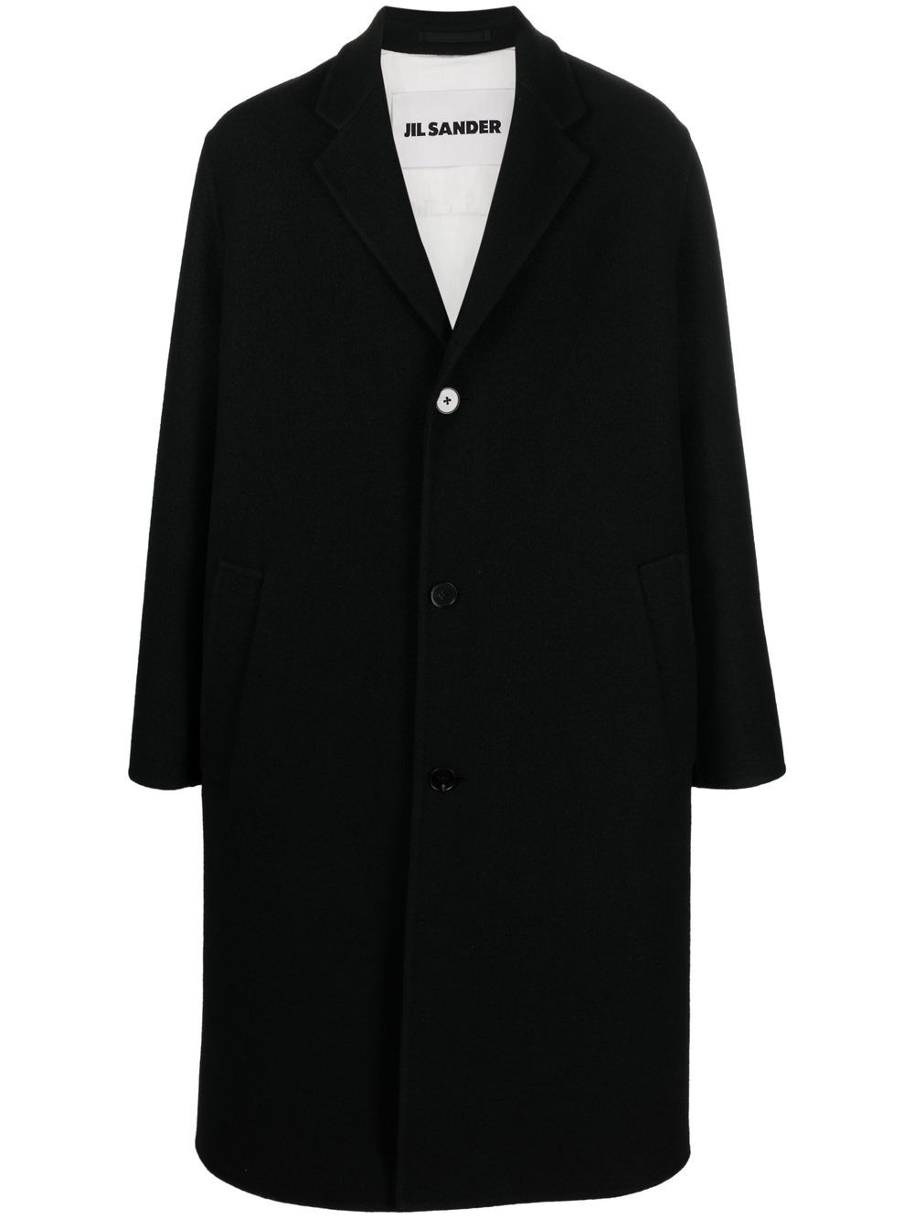 Maison-Kitsune Jil Sander single-breasted mid-length Coat Black Men Single Breasted Coats