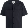 Jil Sander short-sleeve Cotton Shirt Blue Men Shirts Maison-Kitsune