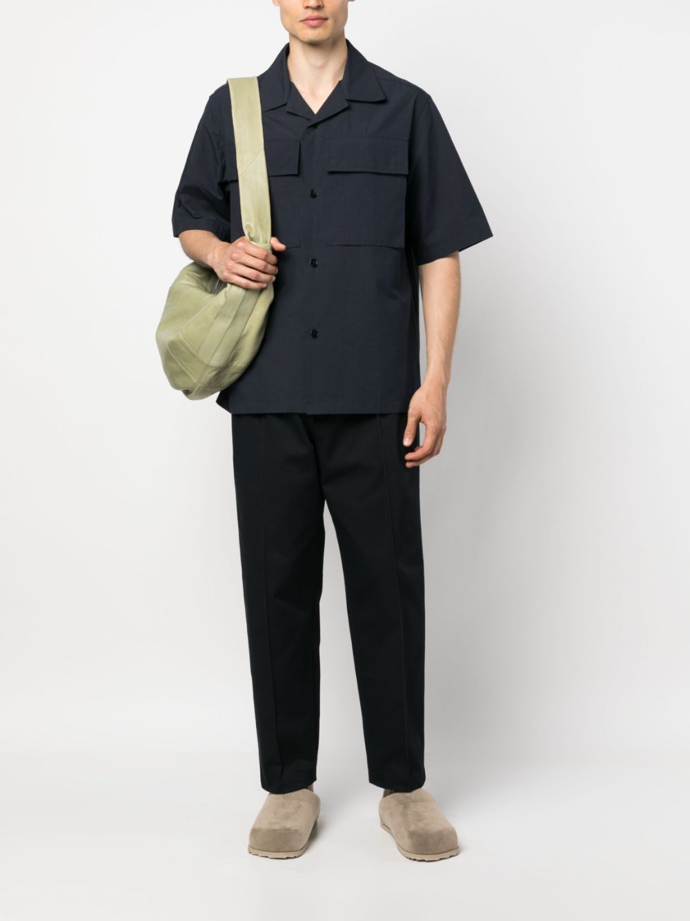 Jil Sander short-sleeve Cotton Shirt Blue Men Shirts Maison-Kitsune