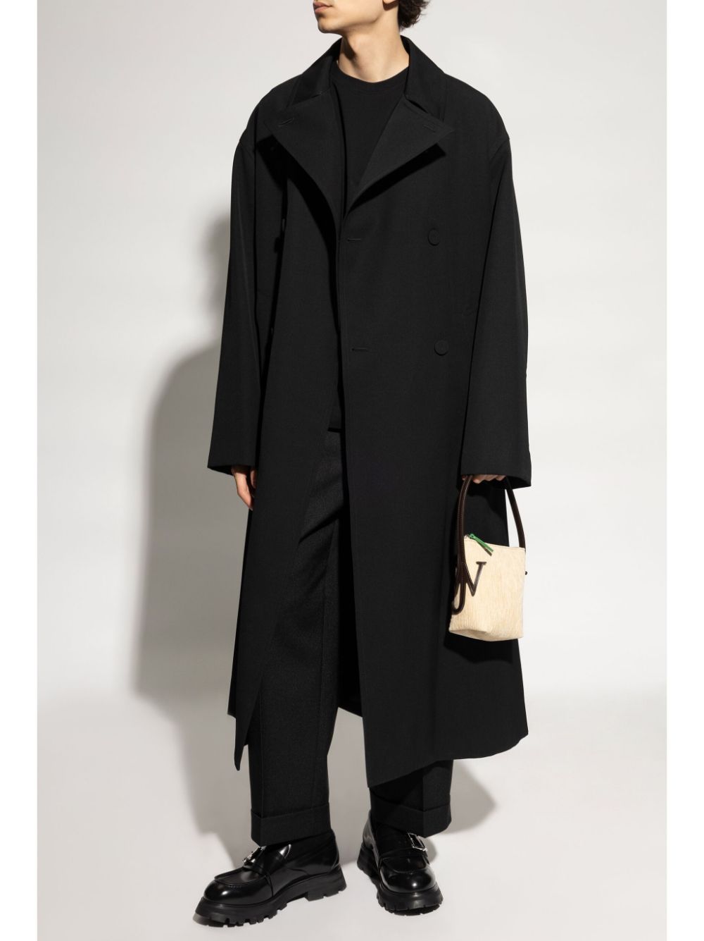 Men Trench Coats Maison-Kitsune Jil Sander Wool Trench Coat Black