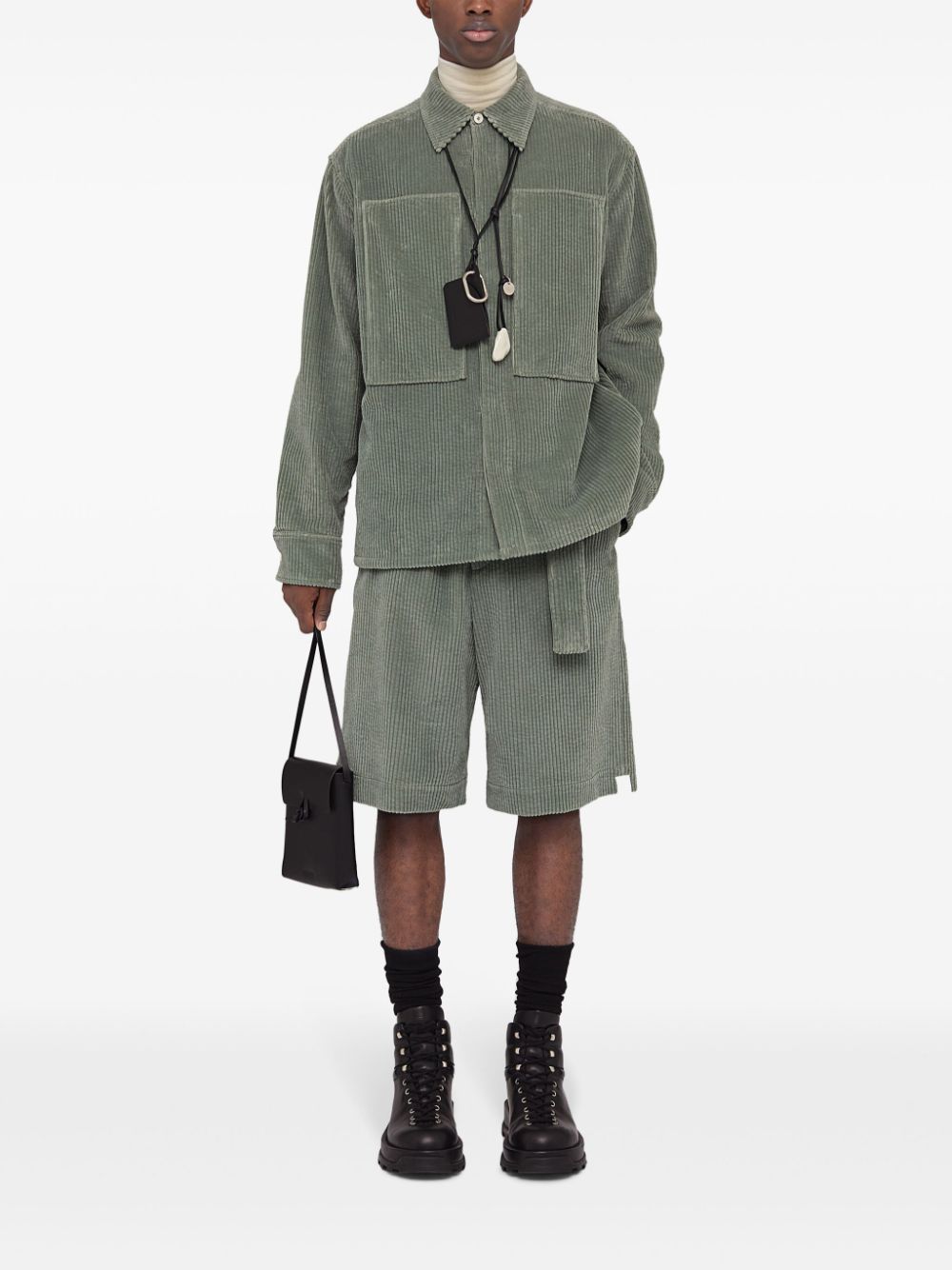Men Shirts Maison-Kitsune Jil Sander drop-shoulder Corduroy Shirt Grey