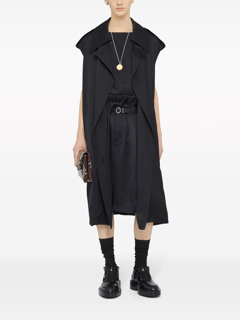 Jil Sander Sleeveless Belted Trench Coat Black Men Trench Coats Maison-Kitsune