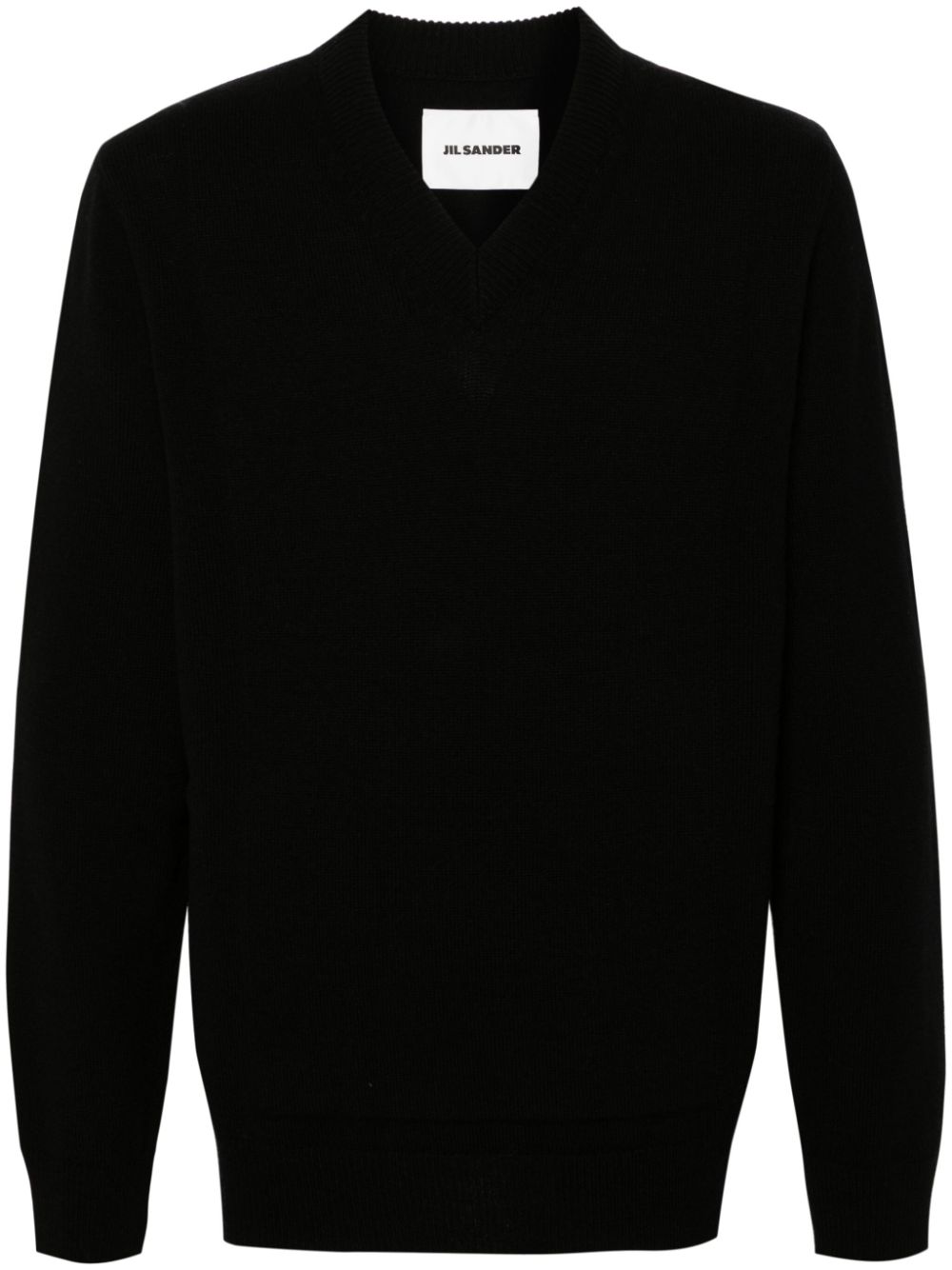 Maison-Kitsune Jil Sander V-neck Knitted Jumper Black Men Knitted Sweaters