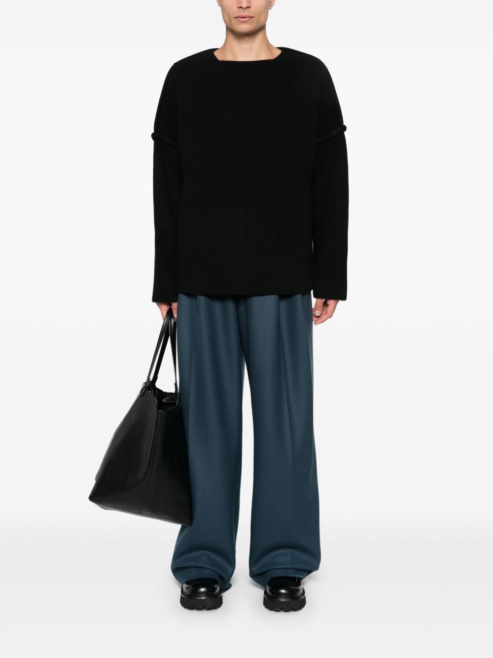 Maison-Kitsune Jil Sander Ribbed Sweater Black Men Knitted Sweaters