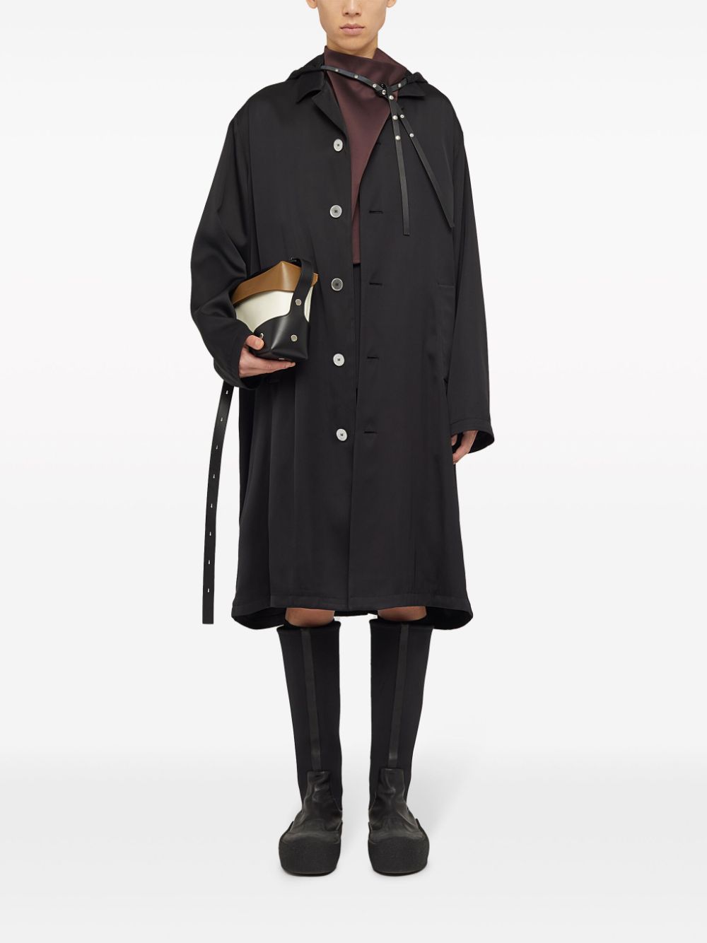 Men Single Breasted Coats Maison-Kitsune Jil Sander button-down single-breasted Coat Black