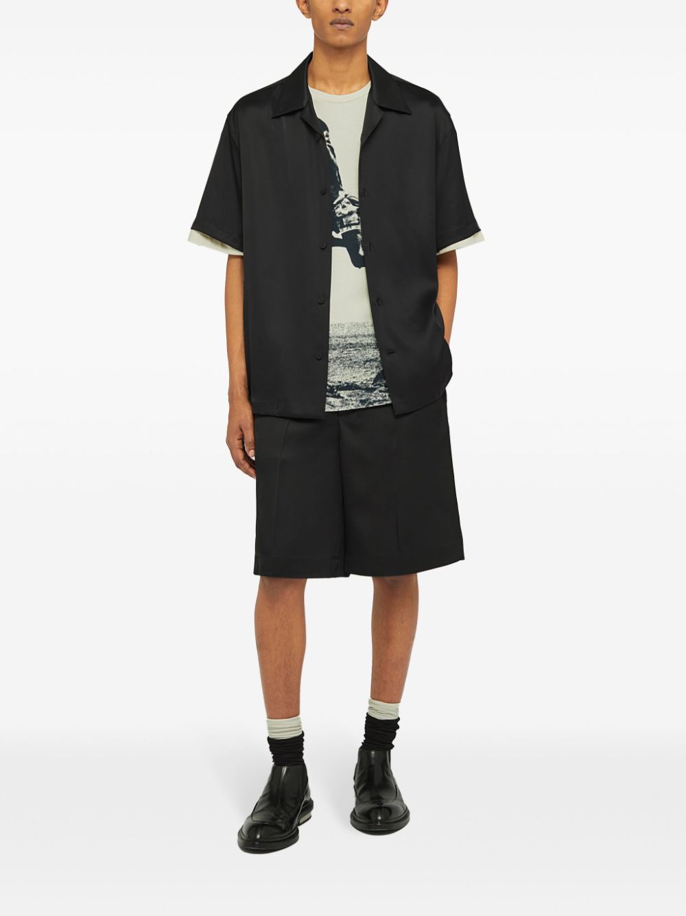 Jil Sander short-sleeve notched-collar Shirt Black Men Shirts Maison-Kitsune