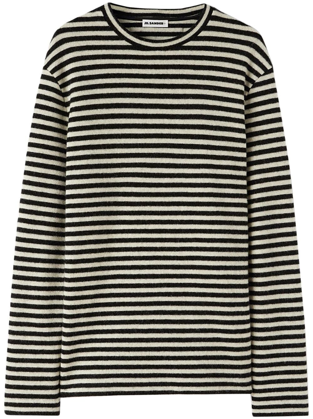 Jil Sander logo-patch Striped Wool T-shirt Black Men T-Shirts Maison-Kitsune