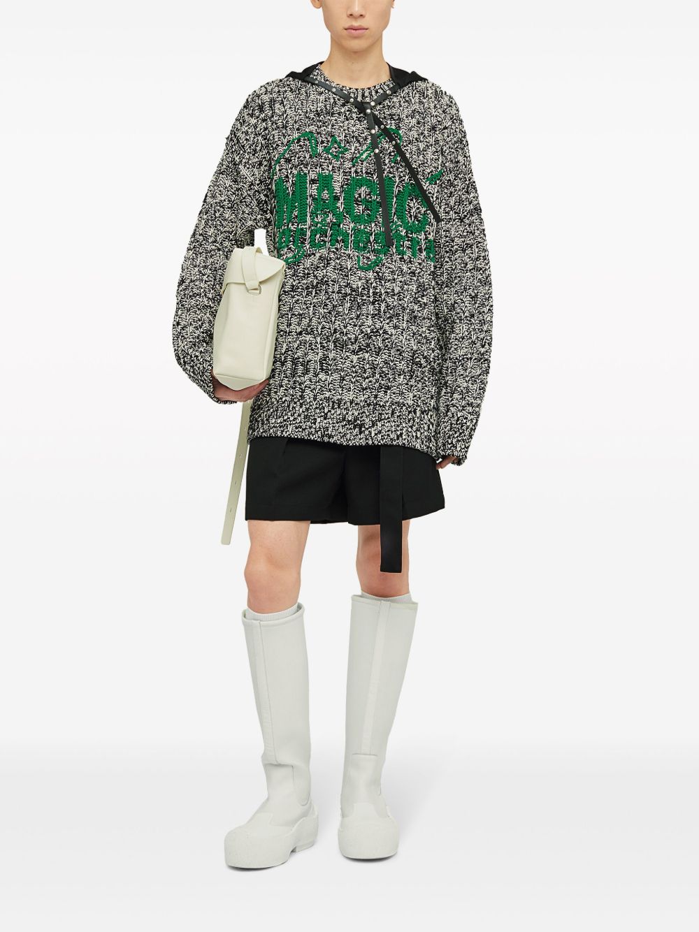 Maison-Kitsune Jil Sander Jacquard Wool Blend Jumper Grey Men Knitted Sweaters