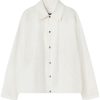 Maison-Kitsune Jil Sander logo-print Cotton Shirt Jacket White Men Shirt Jackets