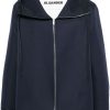 Maison-Kitsune Hooded Jackets Men Jil Sander Hooded cotton-silk Jacket Blue