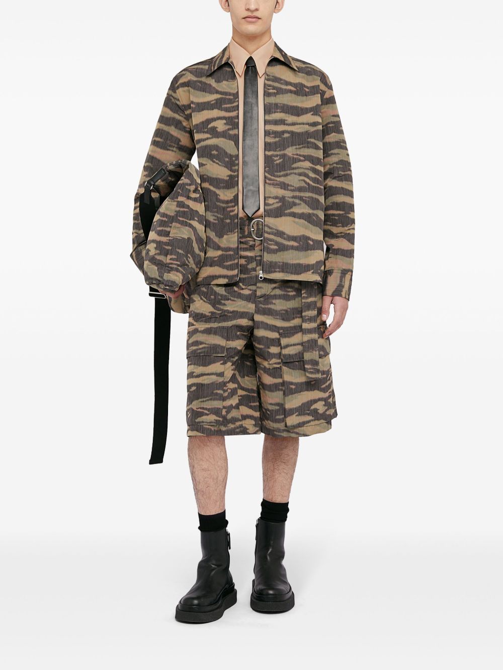 Jil Sander Printed zip-up Overshirt Green Men Shirts Maison-Kitsune