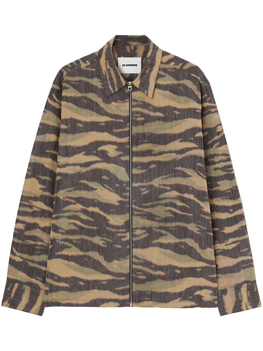 Jil Sander Printed zip-up Overshirt Green Men Shirts Maison-Kitsune