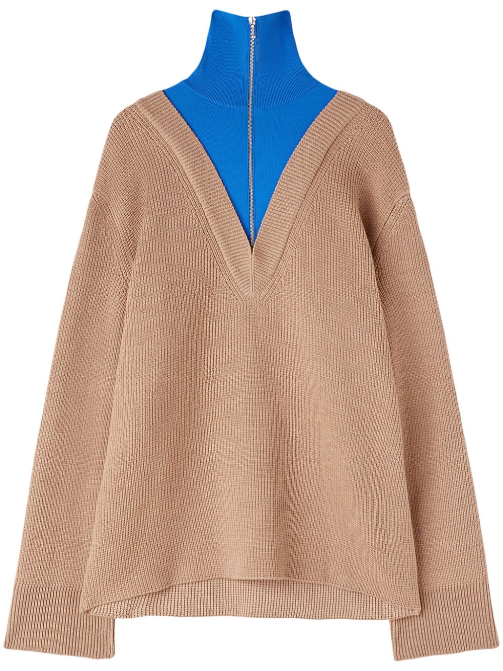 Jil Sander layered-design wool-blend Jumper Neutrals Maison-Kitsune Men Knitted Sweaters