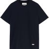 Men T-Shirts Maison-Kitsune Jil Sander logo-plaque Cotton T-shirt Black
