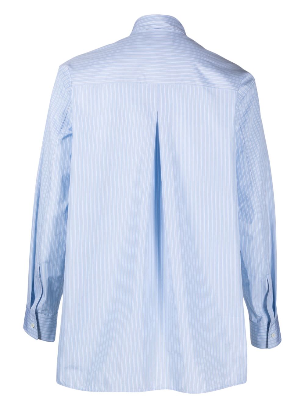 Maison-Kitsune Jil Sander logo-embroidered stripe-print Cotton Shirt Blue Men Shirts