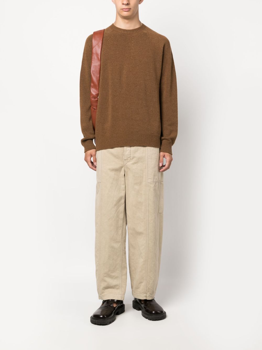 Maison-Kitsune Jil Sander fine-knit wool-cashmere Jumper Brown Men Knitted Sweaters
