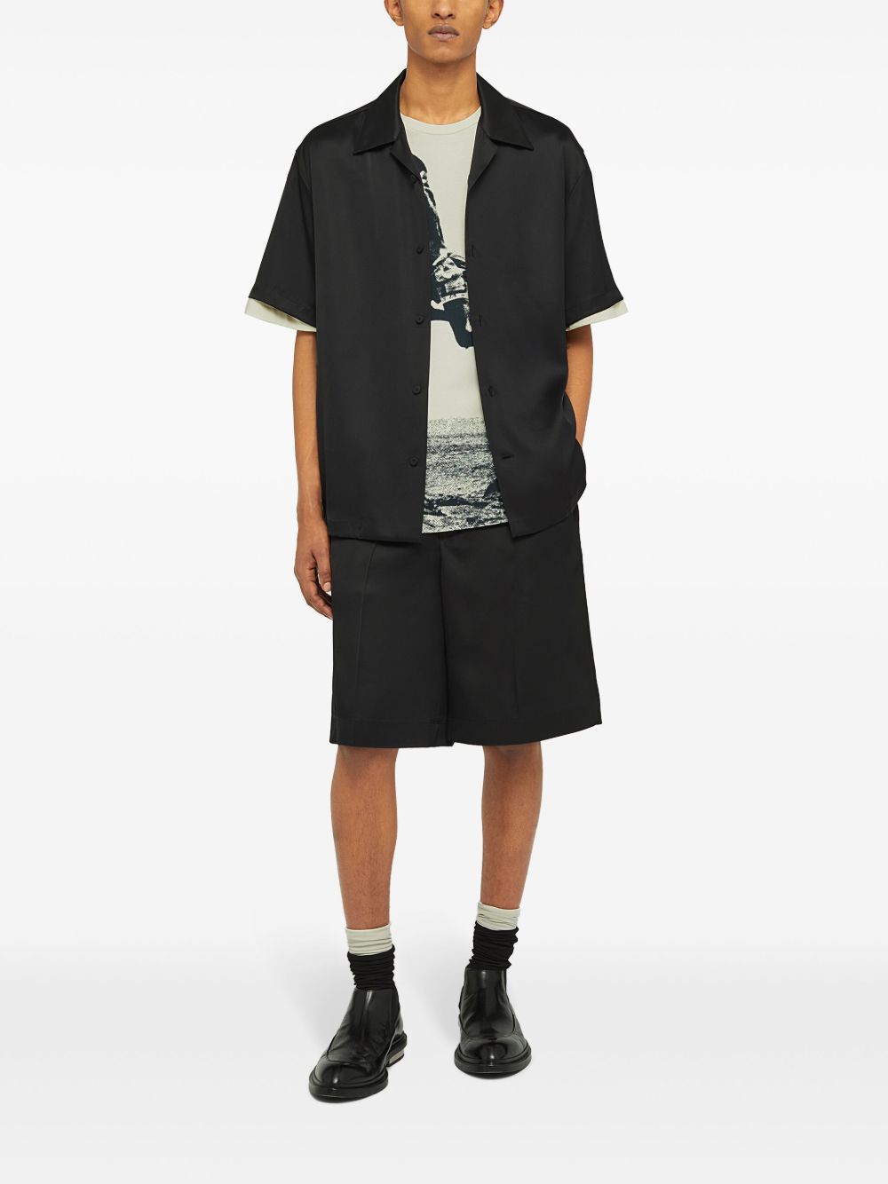Maison-Kitsune Bermuda Shorts Men Jil Sander drawstring-waist Shorts Black