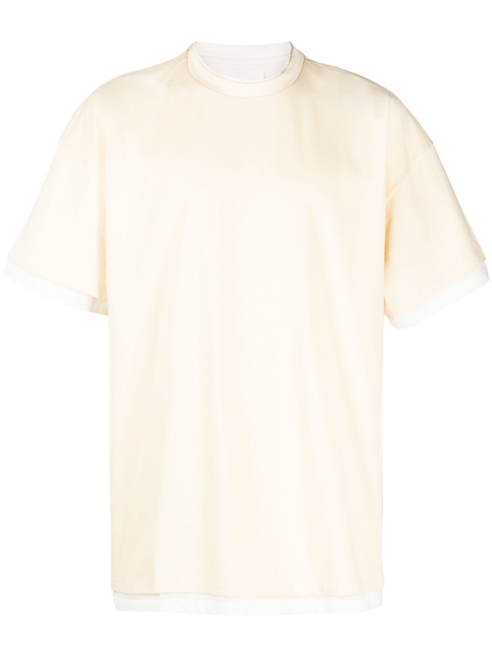 Jil Sander logo-print two-tone T-shirt Yellow Men T-Shirts Maison-Kitsune