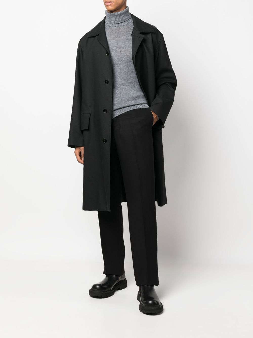 Jil Sander Roll Neck Knitted Sweater Grey Maison-Kitsune Men Knitted Sweaters