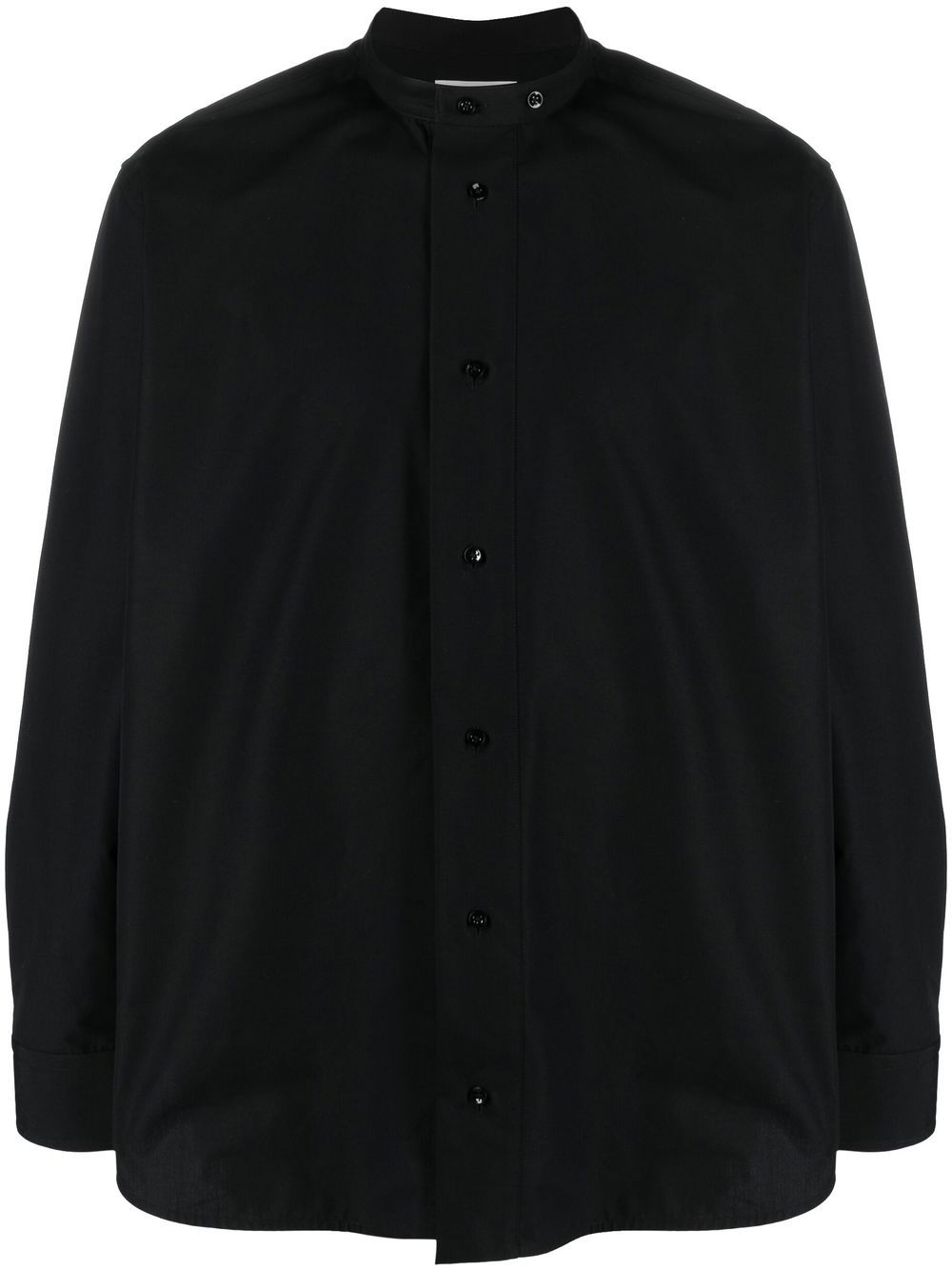 Jil Sander band-collar Cotton Shirt Black Men Shirts Maison-Kitsune