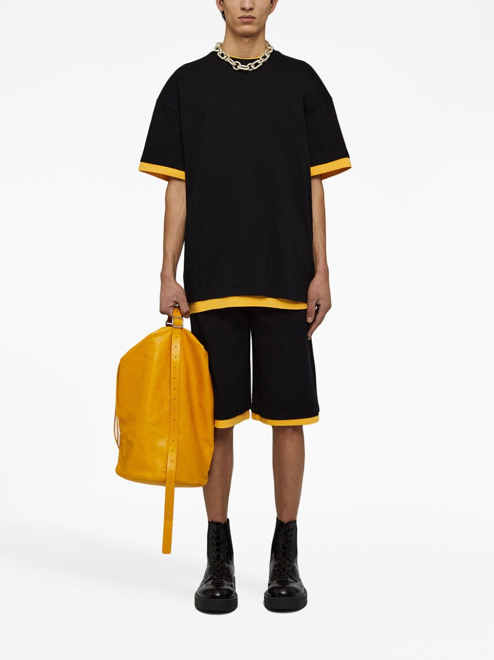 Jil Sander logo-print two-tone T-shirt Black Men T-Shirts Maison-Kitsune
