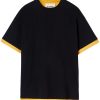 Jil Sander logo-print two-tone T-shirt Black Men T-Shirts Maison-Kitsune