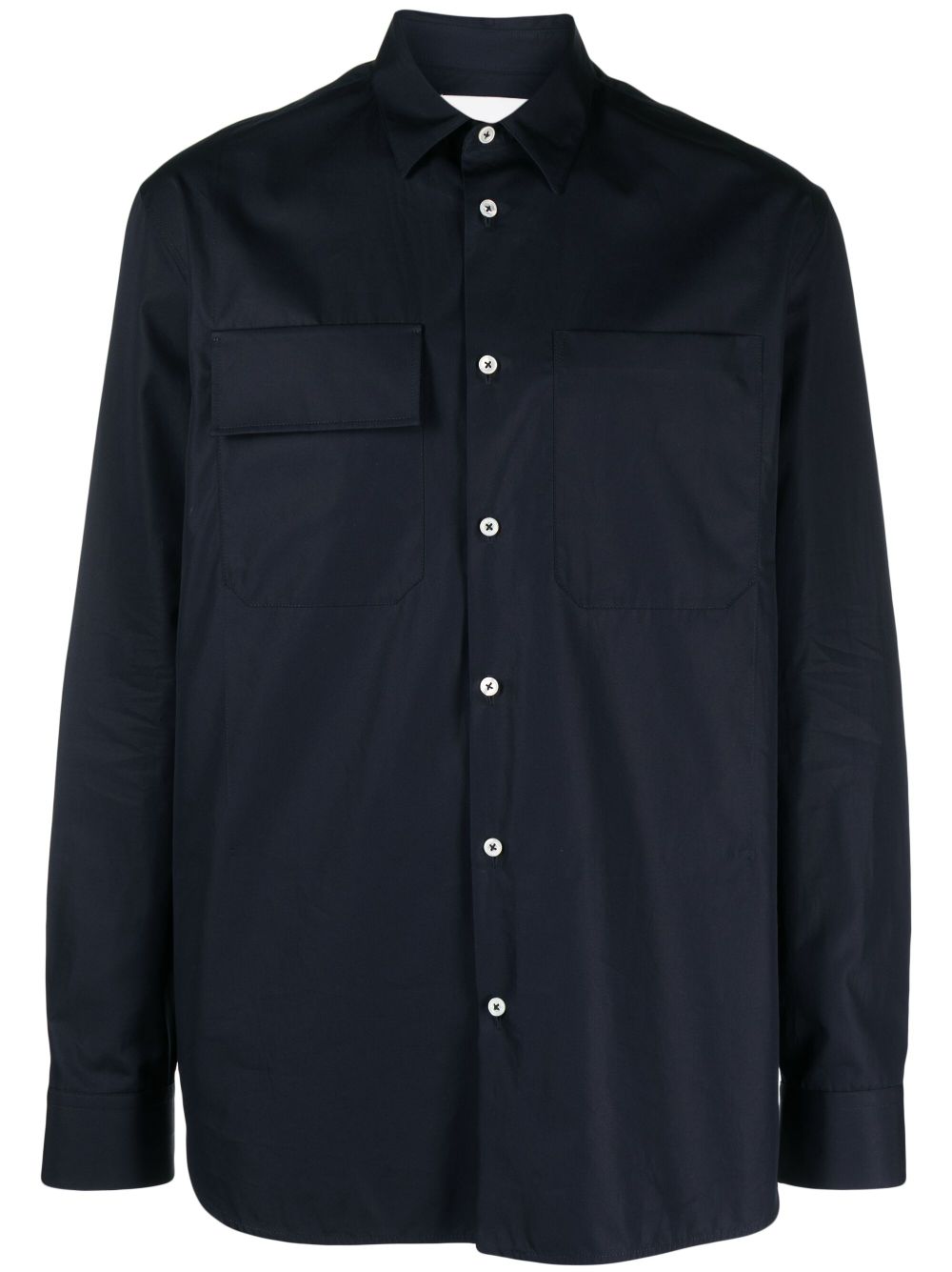 Maison-Kitsune Shirts Men Jil Sander pointed-collar Organic Cotton Shirt Blue