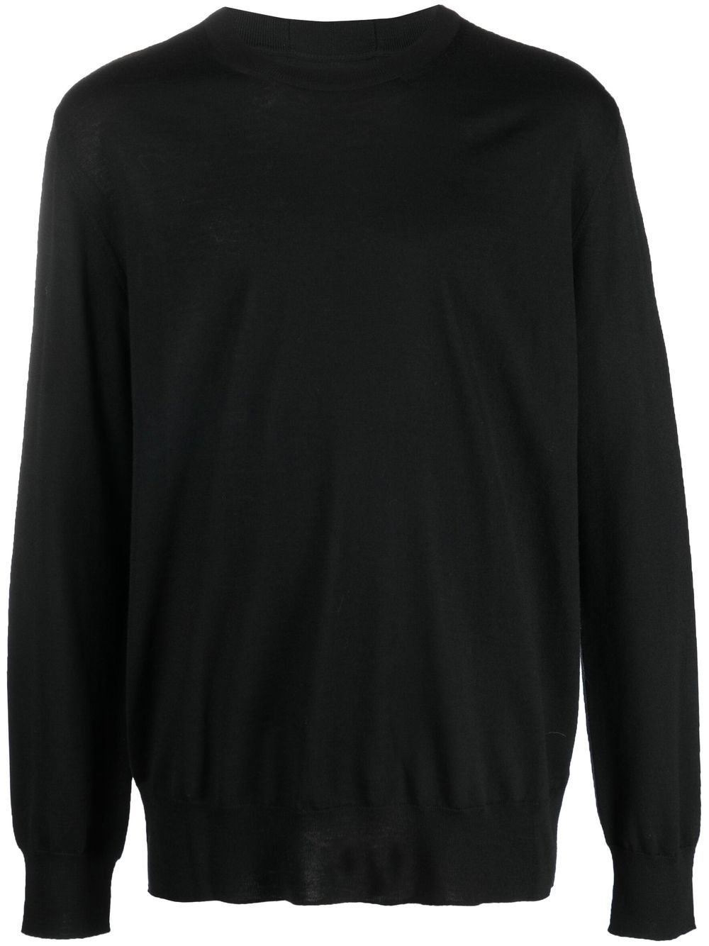 Maison-Kitsune Jil Sander wool-knit crew-neck Jumper Black Men Knitted Sweaters