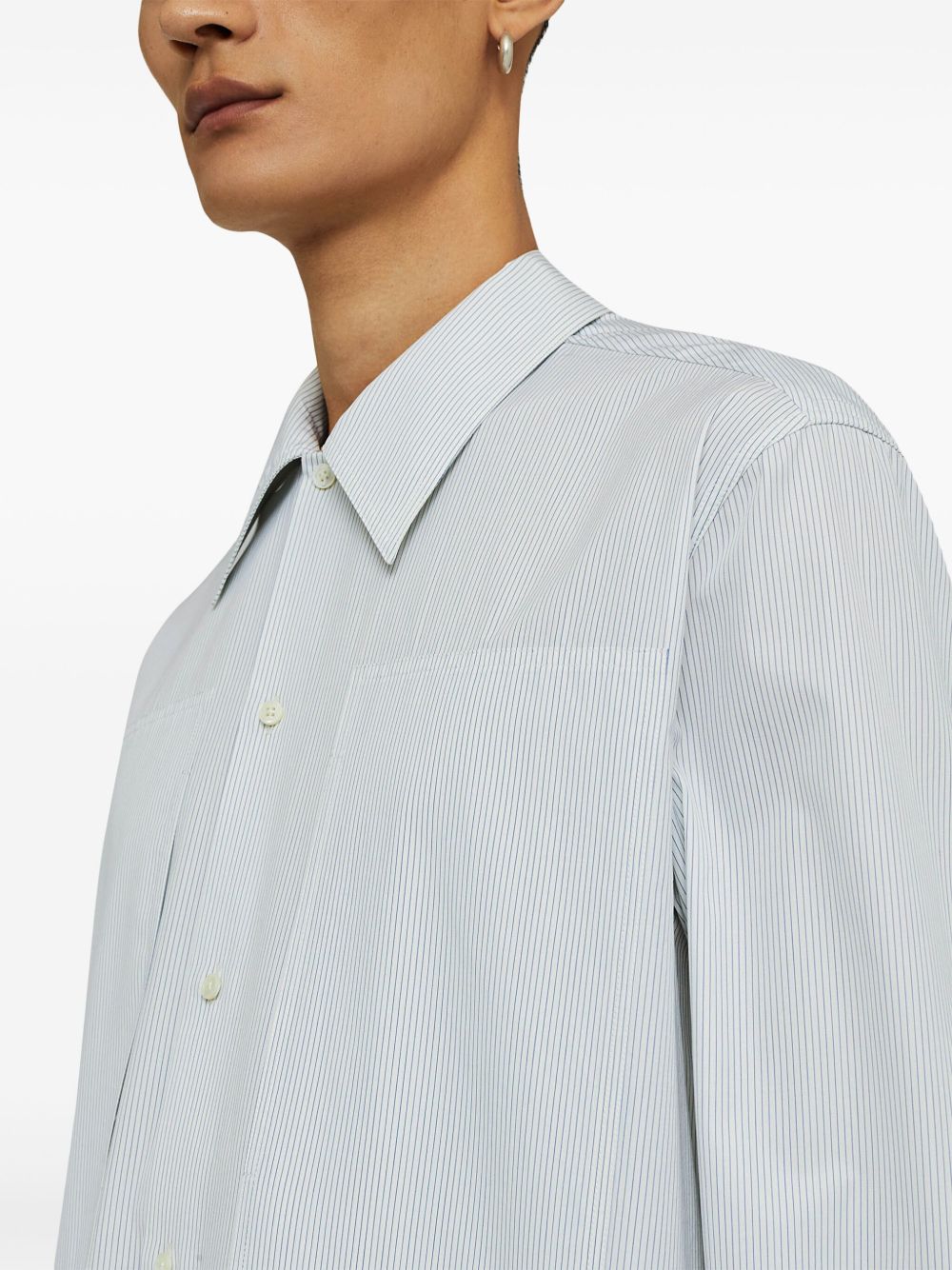 Jil Sander Striped long-sleeve Cotton Shirt White Maison-Kitsune Men Shirts