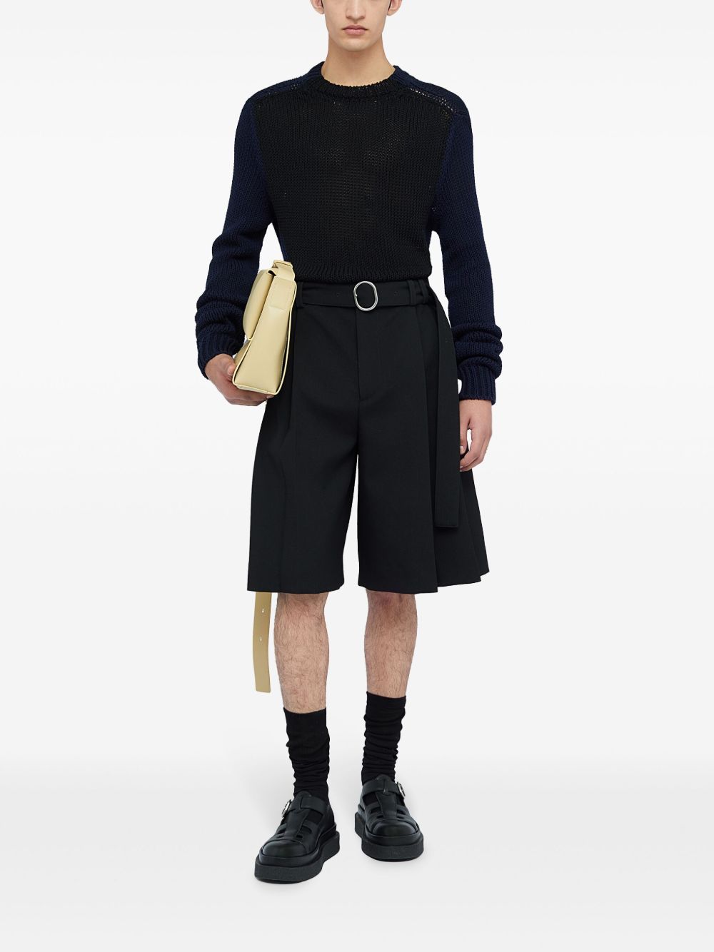 Maison-Kitsune Jil Sander crew-neck Jumper Blue Men Knitted Sweaters