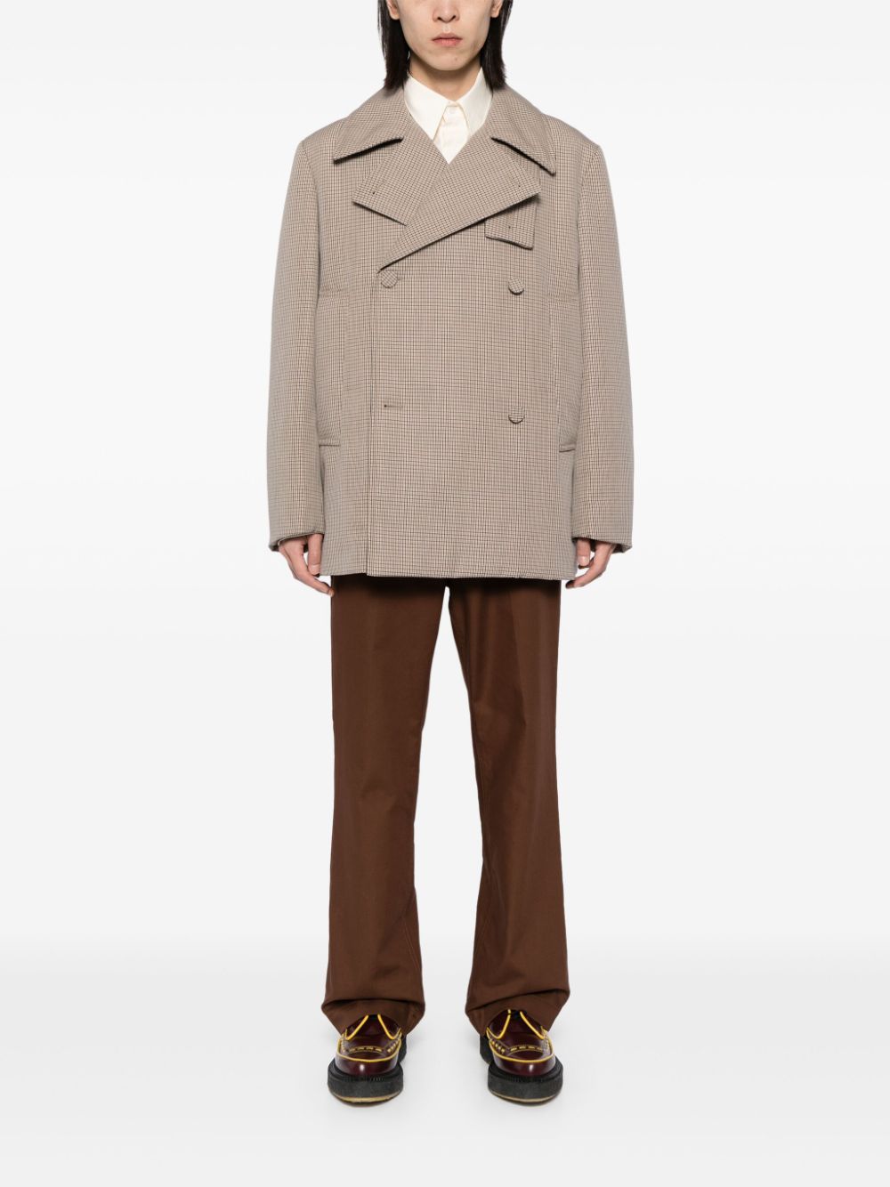 Maison-Kitsune Jil Sander Checked Wool Blazer Brown Men Blazers