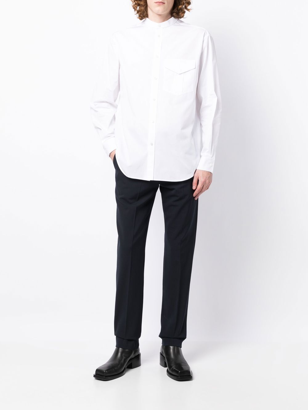 Jil Sander stand-collar Cotton Shirt White Men Shirts Maison-Kitsune