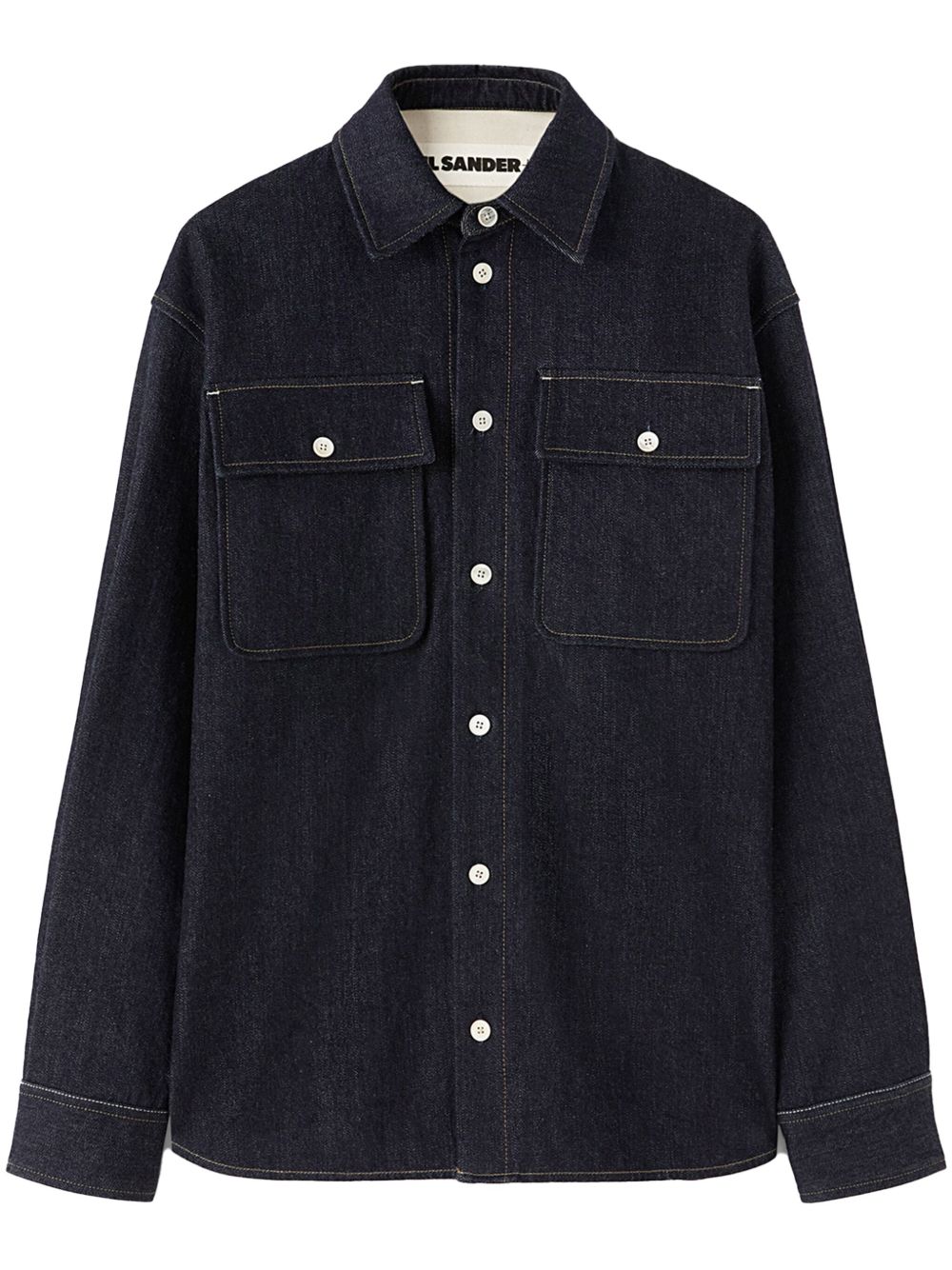 Jil Sander decorative-stitching Denim Shirt Blue Maison-Kitsune Men Shirts