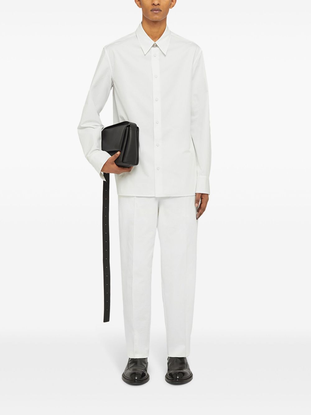 Maison-Kitsune Shirts Men Jil Sander long-sleeved Cotton Shirt White