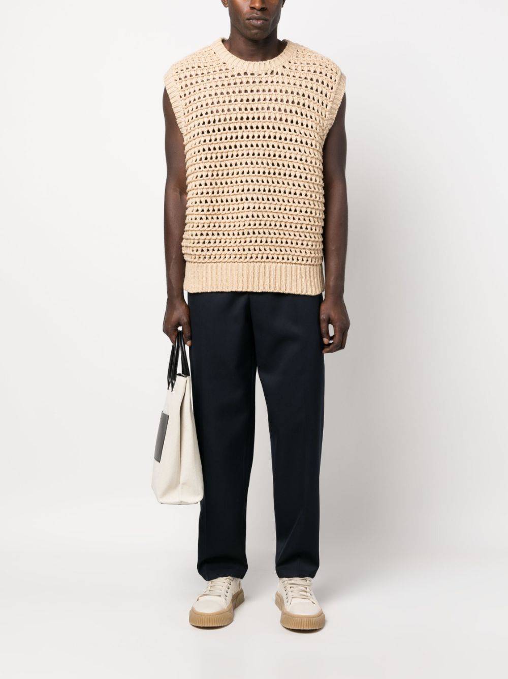 Jil Sander elasticated-waistband Tapered Trousers Blue Maison-Kitsune Men Tapered Pants