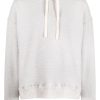 Jil Sander drop-shoulder Drawstring Hoodie Grey Men Hoodies Maison-Kitsune