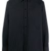 Maison-Kitsune Jil Sander long-sleeved Cotton Shirt Blue Men Shirts