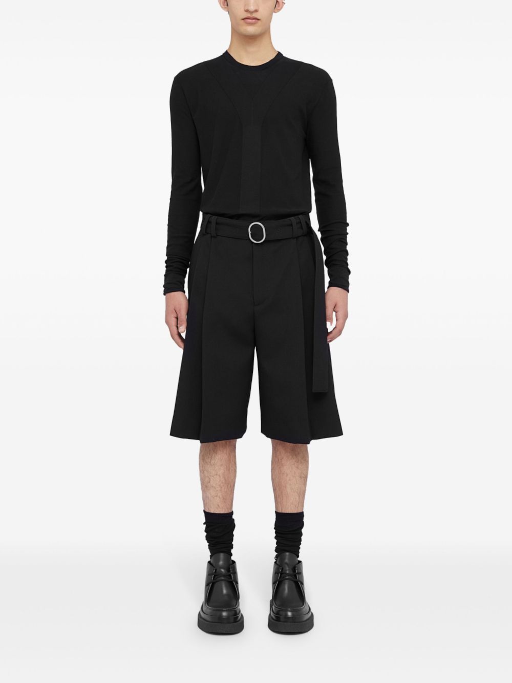 Maison-Kitsune Knitted Sweaters Men Jil Sander crew-neck Jumper Black