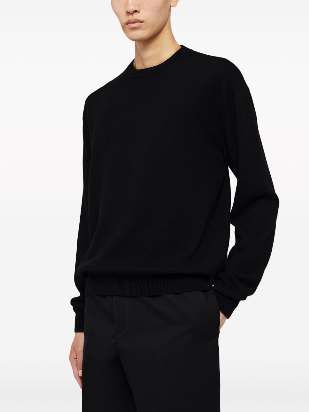 Men Knitted Sweaters Maison-Kitsune Jil Sander fine-knit crew-neck Jumper Black