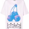Maison-Kitsune Jil Sander slogan-print Cotton T-shirt Pink Men T-Shirts