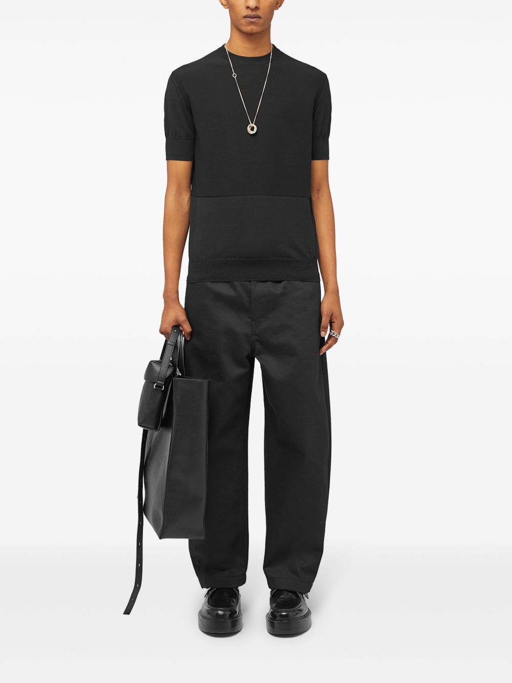 Maison-Kitsune Sweatshirts Men Jil Sander Knitted t-shirt Black