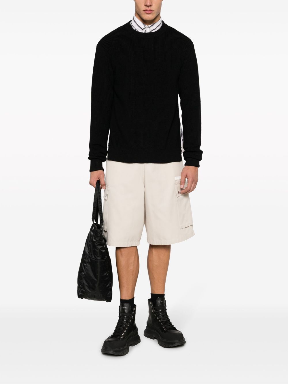 Maison-Kitsune Knitted Sweaters Men Jil Sander zip-fastening Wool Jumper Black