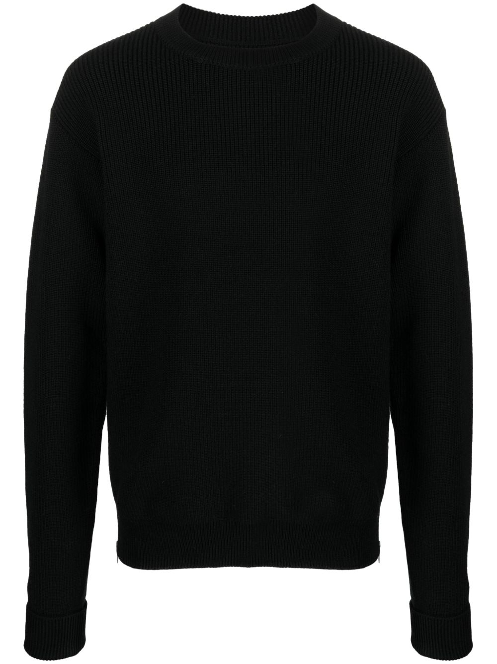 Maison-Kitsune Knitted Sweaters Men Jil Sander zip-fastening Wool Jumper Black