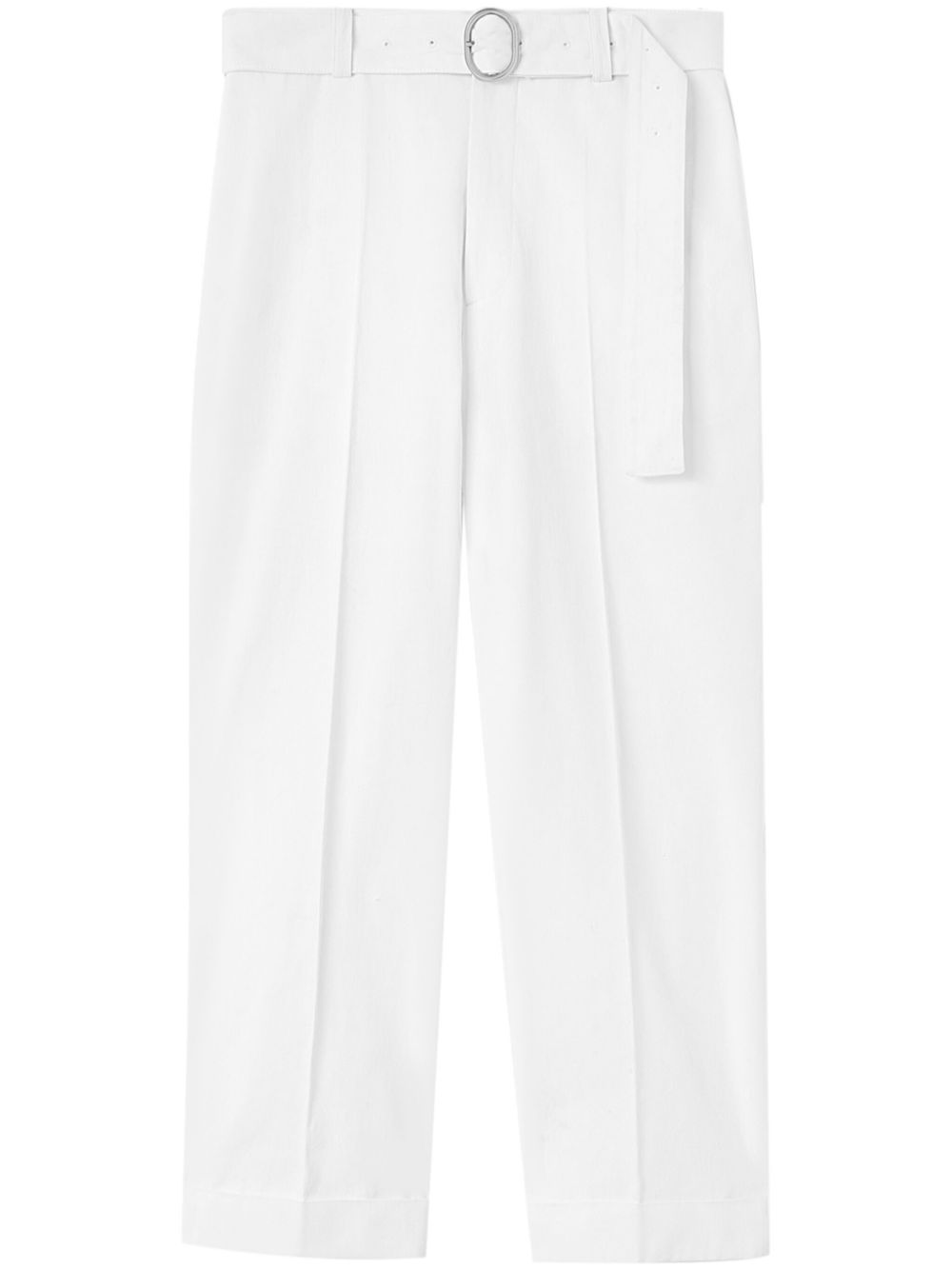 Maison-Kitsune Jil Sander straight-leg Belted Cotton Trousers White Men Regular-Fit & Straight Leg Pants